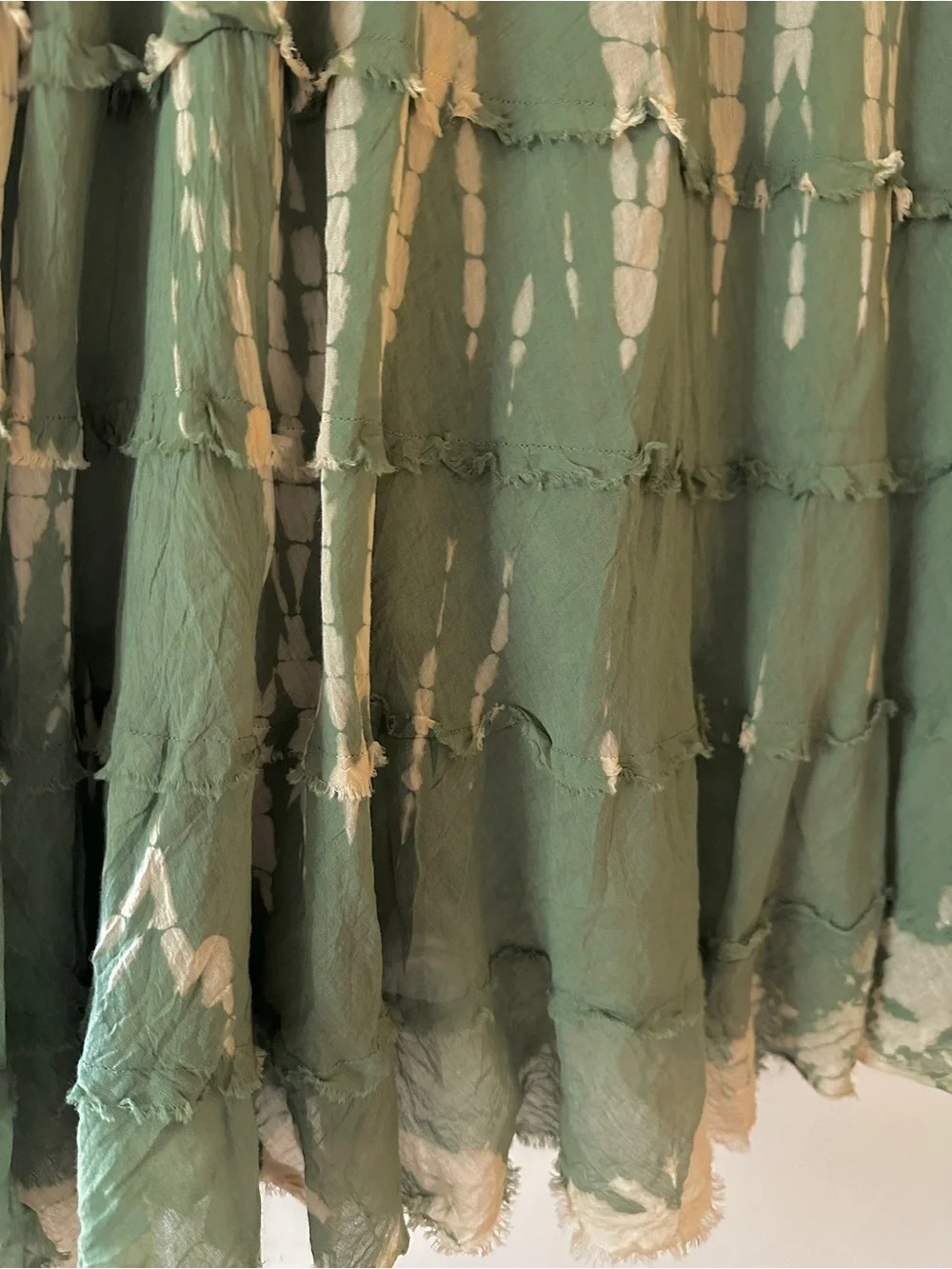 Tiered Maxi Skirt - size Small- Olive Green and beige tie-dye by Metro Wear - Picture 2 of 7